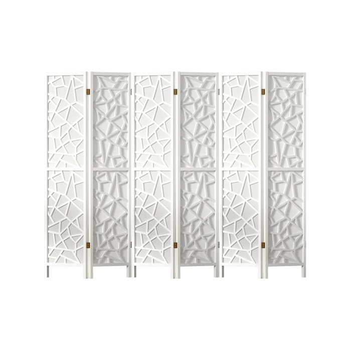 Artiss Clover Room Divider Screen 6 Panel Foldable Wooden Divider White