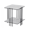 P&P Black Modern Sintered Stone Side Table with Metal Frame and Two Tiers