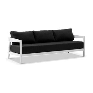 Bronte 3 Seater Outdoor Aluminium Lounge White & Denim Grey Cushions