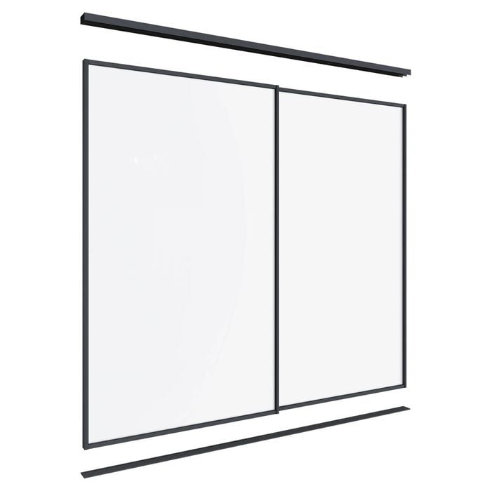 Lugna 2100 x 1801-2400mm Black Optiglass Panels Wardrobe Double Sliding Doors