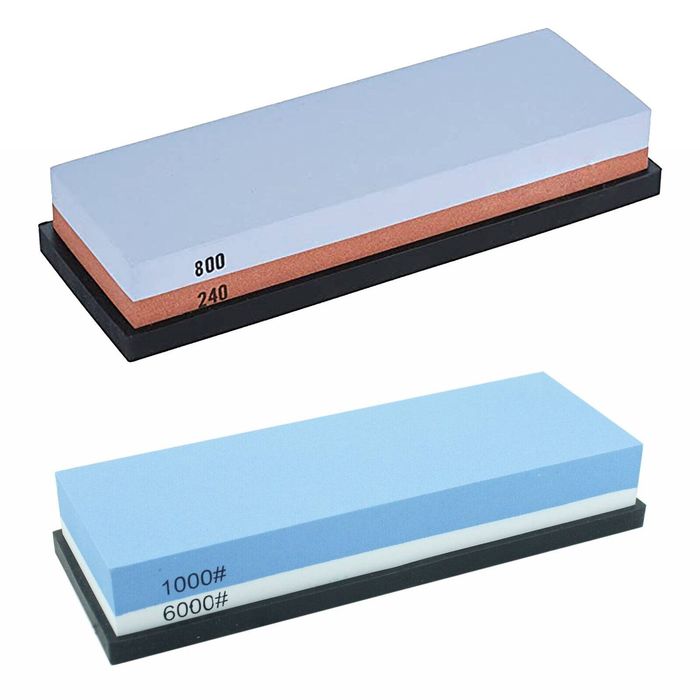 PriceDumb 240/800+1000/6000 Dual Whetstone Set Knife Sharpening Water Stone Wet Sharpener with Non-Slip Stand Holder