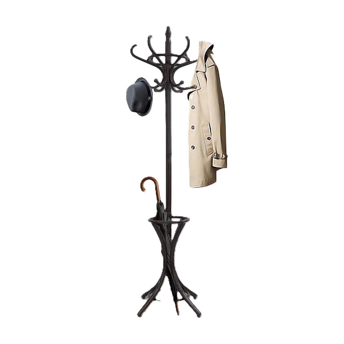 CARLA HOME Black Coat Rack with Stand Wooden Hat and 12 Hooks Hanger Walnut tree Bunnings Australia