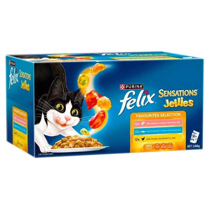 Felix 85g Sensations Jellies Favourites Selection Wet Cat Food - 36 Pack