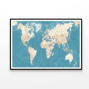 Vintage World Map  Print 100% Australian Made 90x60cm  (Poster)