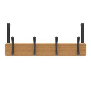 MODE 4 Black Hooks On Bamboo Board Over Door Hanger