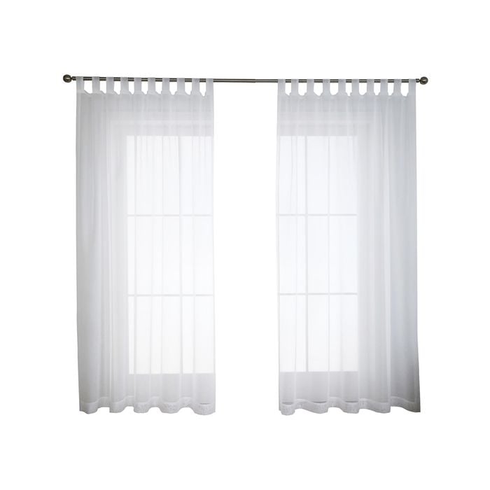 Windoware 120 x 223cm White Claire Sheer Tab Top Curtain - 1 Pack