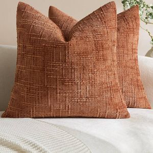 Gioia Casa 2-Pack Chenille-Textured Cushion Covers 45cm x 45cm - Terracotta