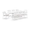 Kansas Outdoor Ceramic 2m Aluminium Dining Table Setting White With 8 Chairs & Heather Beige Cushions