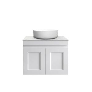Attica 600mm White Satin Hamptons Shaker Vanity with Carrara Stone Top