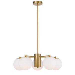 Telbix Marsten Contemporary Pendant Hanging Lamp Light Metal Glass Antique Gold Opal Matt