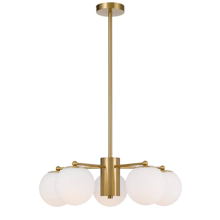 Telbix Marsten Contemporary Pendant Hanging Lamp Light Metal Glass Antique Gold Opal Matt
