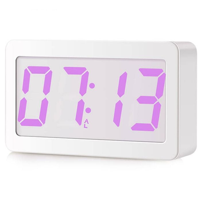TODO Digital Alarm Clock 115 Colour LED Display 3 Alarms USB Power - White