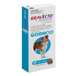 Bravecto For Large Dogs Blue 20-40kg Chew - 1 Pack