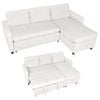 Advwin 3 Seater Sofa Bed w/ Storage Chaise 196cm Pull Out Lounge Sleeper Couch Beige