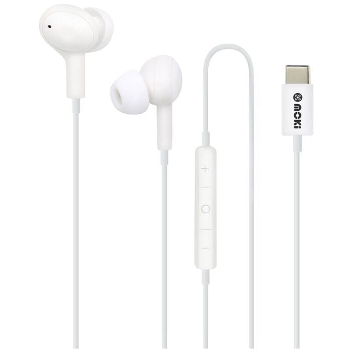 Moki Wired USB-C Connect Inner Ear Earphones W/ Mic & Control White