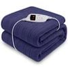 Laura Hill Electric Heated Blanket Throw Rug Soft Coral Fleece 9 Heat Settings - Blue