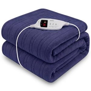 Laura Hill Electric Heated Blanket Throw Rug Soft Coral Fleece 9 Heat Settings - Blue