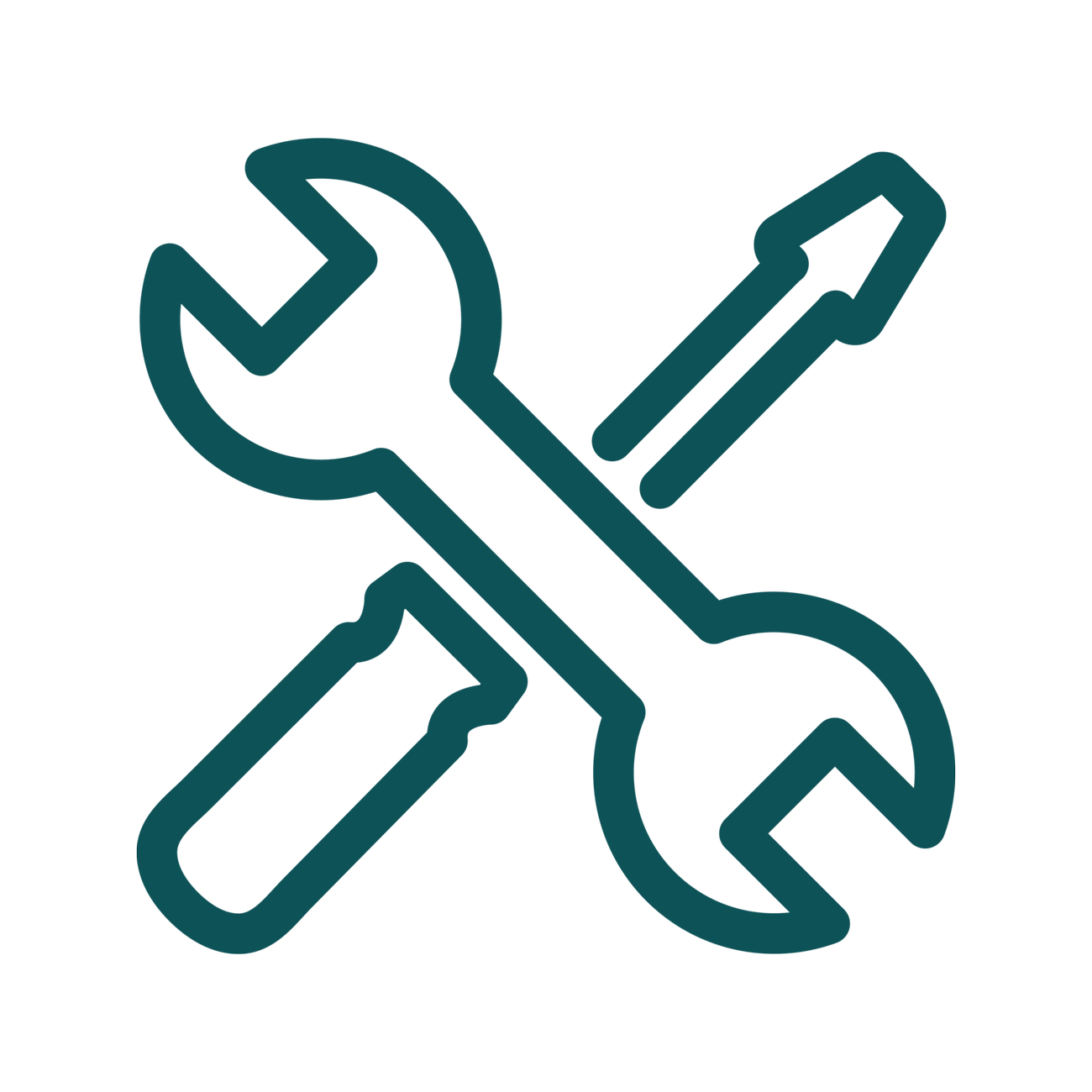 Green icon of a spanner and screwdriver crossed over.