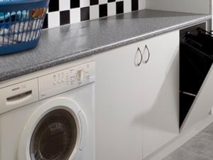 Clothes basket on a laundry benchtop