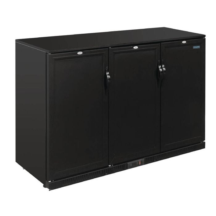 Polar G-series 900mm Triple Solid Door Back Bar Cooler In Black 330ltr - Commercial Bar Fridges (gl017-a)