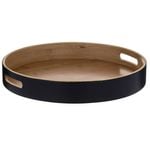 Davis & Waddell Bamboo Round Serving Tray 38x38x6cm Natural & Black