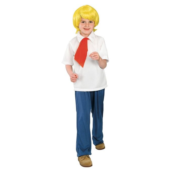 Scooby Doo Fred Jones Childrens/Boys Fancy Dress Up Party Costume Set Size L