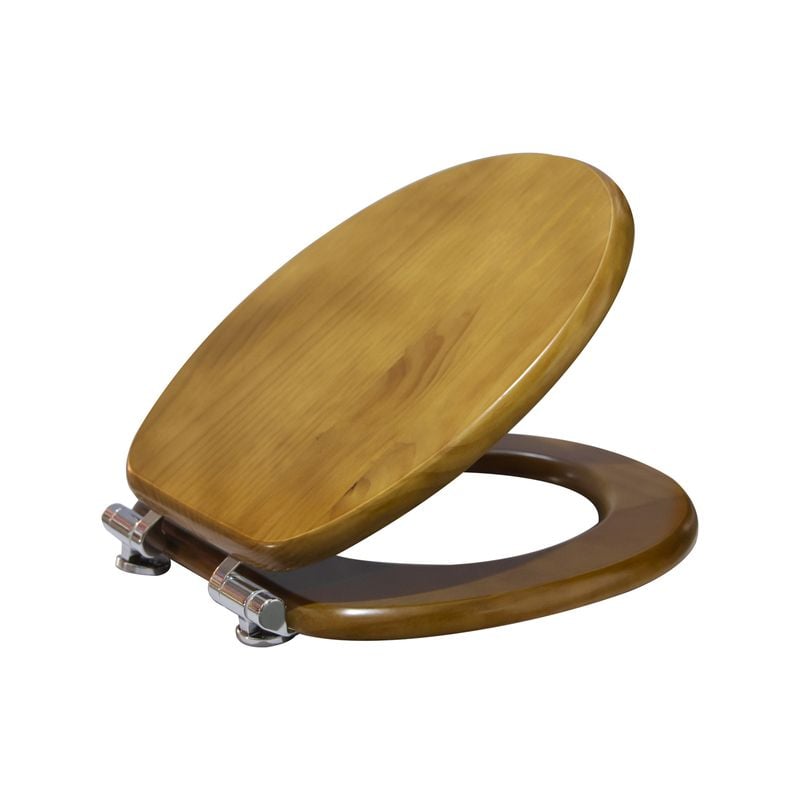 Honey Oak Timber Soft Close Toilet Seat