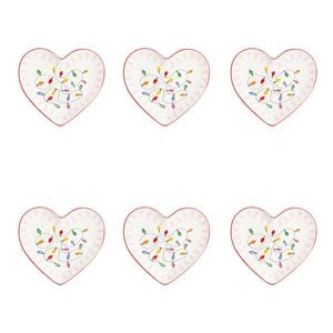 6PK Porto Porcelain Night Before Christmas Heart Plate 14cm Festive