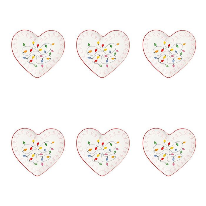 6PK Porto Porcelain Night Before Christmas Heart Plate 14cm Festive