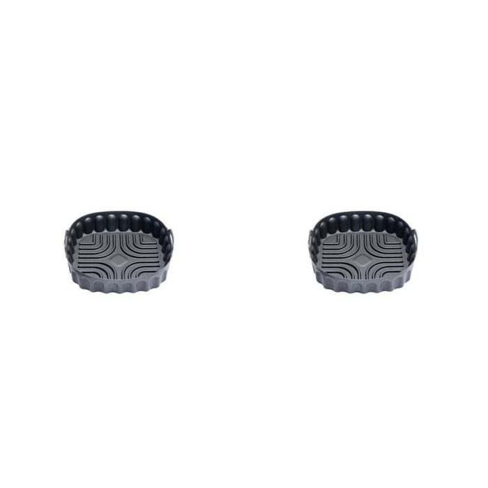 2x Cuisena Air Fryer/Oven/Microwave Reusable Silicone Square Basket Black 21cm