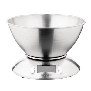 Vogue Digital Bowl Scale Stainless Steel Add And Weigh 5kg Kitchen Food Weighing Led Display