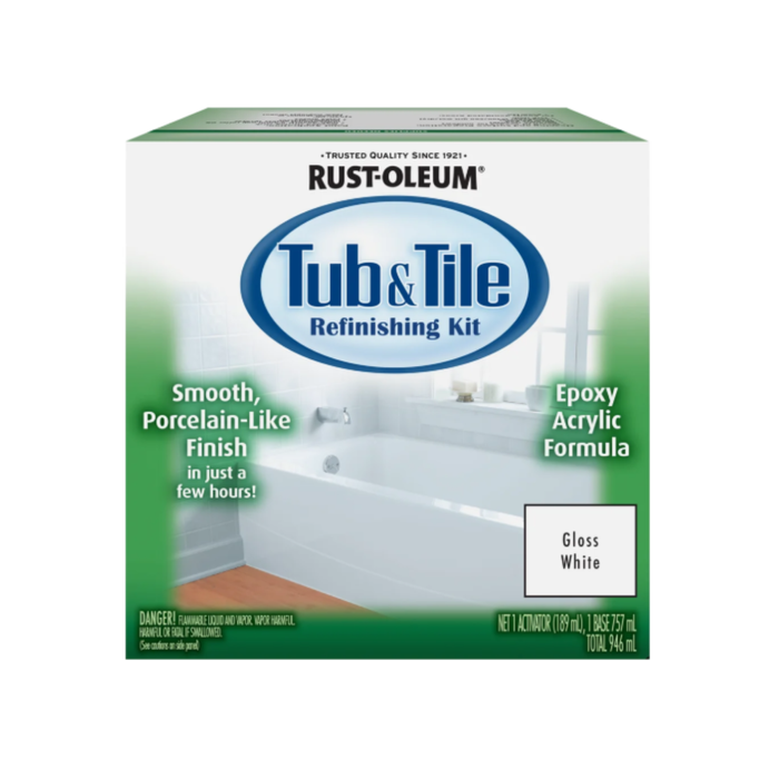 Rust-Oleum 946ml White Gloss Tub And Tile Refinishing Kit