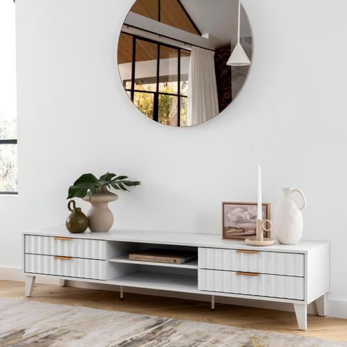 Groove White Ripple Airlie Entertainment Unit with home decor with stylish design and ample storage space