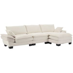 Homfurn 4 Seater Modular Sectional Sofa, Beige