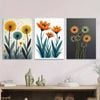 3pcs Modern Floral Vibrant Yellow, Orange & Teal Print 100% Australian Made 3 x 40x60cm (Metal Print)
