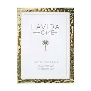 LVD 5x7 Gold Dimple Iron/ Glass Photo Frame Home Decor 18.5.5x13.5x1.5cm
