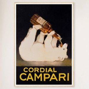 Stunning Campari Polar Bear Vintage Poster by Leonetto Cappiello - Art Deco, Wood Frame, A4 21 x 30cm (8 x 12inch)