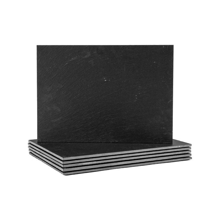 Argon Tableware 6x Linea Slate Placemats - Rectangular Natural Stone Smooth Edge Slate Dinner Mats Dinnerware Plate Placemats