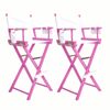 2X 76cm Tall Director Chair - PINK HUMOR - Pink Humor | Pink,White | Beech Wood