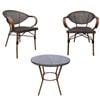 BRIBRION PE 60cm Round Coffee Table with Chairs Outdoor Bistro Sets 3 Pieces Rust Resistant