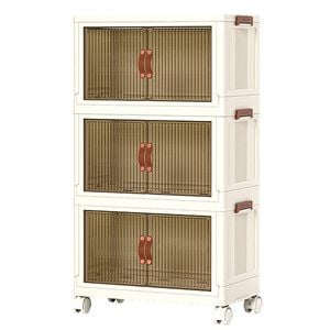 Foldable Storage Cabinet Stackable Bins Household Plastic Closet