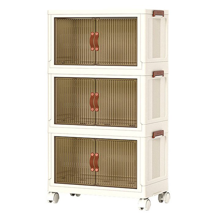 Foldable Storage Cabinet Stackable Bins Household Plastic Closet