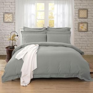 Fabric Fantastic 1000tc Tailored King Single Size Grey Quilt/doona/duvet Cover Set