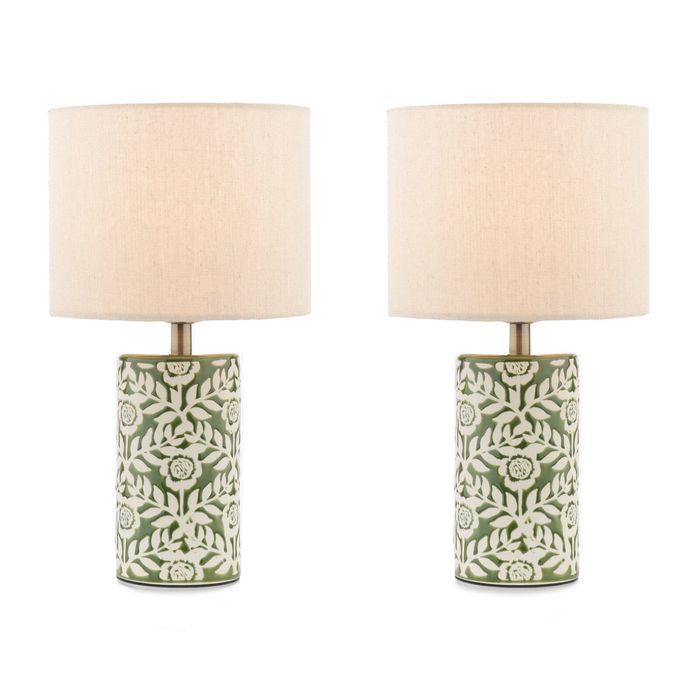 Clay & Kin 31.5cm Green Hampton Table Lamp Set of 2