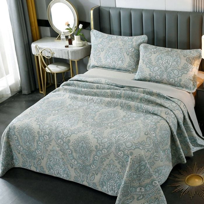 Bloomington 100% Cotton Cover Lightly Quilted Coverlet Set Sienna Taupe Queen