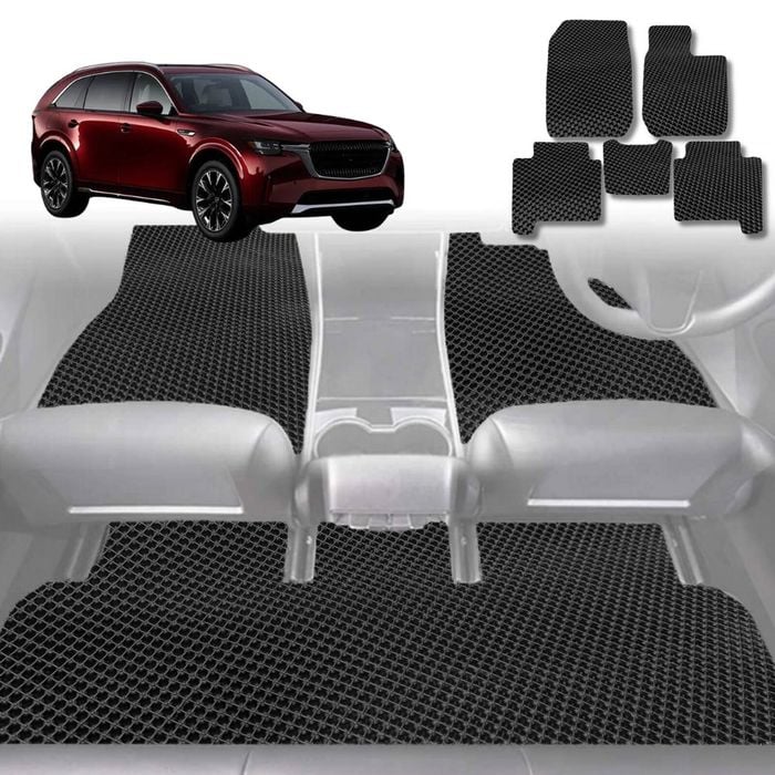 6D Diamond Car Floor Mats for All-new Mazda CX-90 2024-Current-Ultimate Set-Black-Outback GT