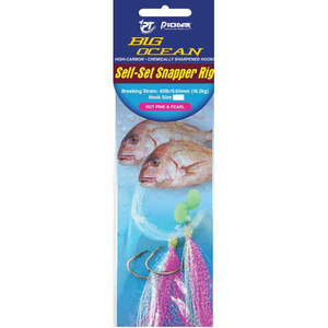 Pioneer Big Ocean Self Set Pre Made 40lb Snapper Fishing Rig 6/0 Hot Pink & Pearl
