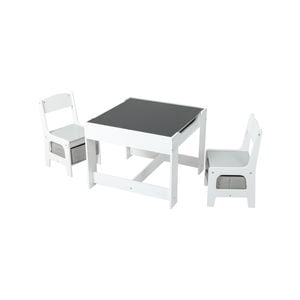 Bopeep Wooden Kids Table and Chair Set with Storage White and Grey