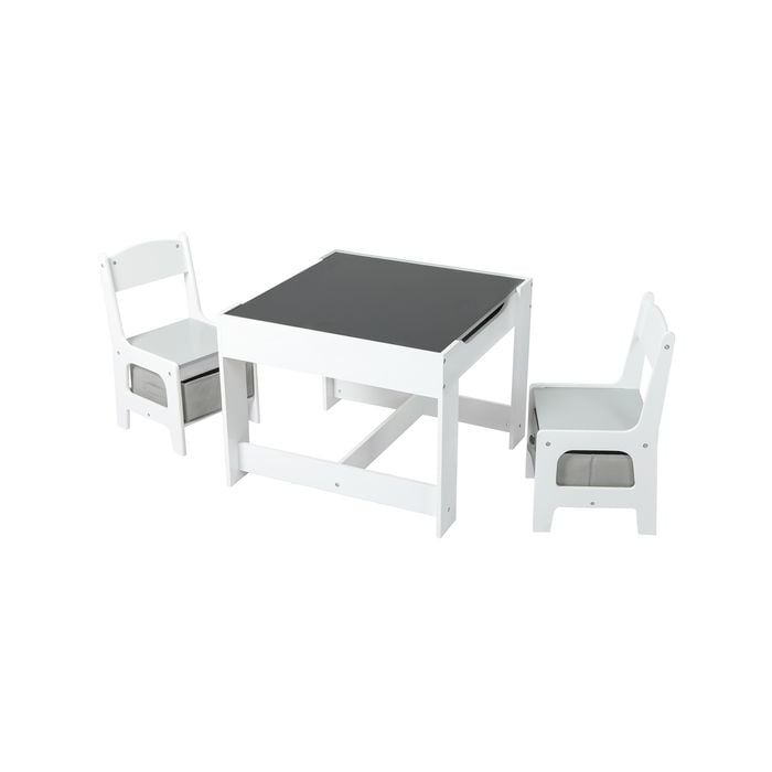 Bopeep Wooden Kids Table and Chair Set with Storage White and Grey