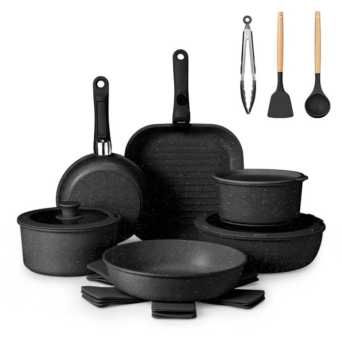 ZUNI 20PCS Nonstick Cookware Pots & Pans Set Granite Coating Cooking Utensil